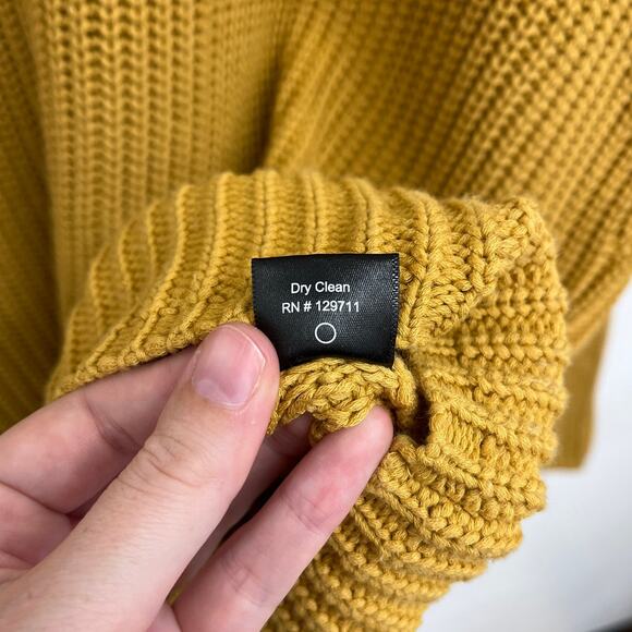 Jenni Kayne Organic Cotton Cabin V-Neck Relaxed Sweater Mustard REPAIRED - XL - Picture 14 of 16